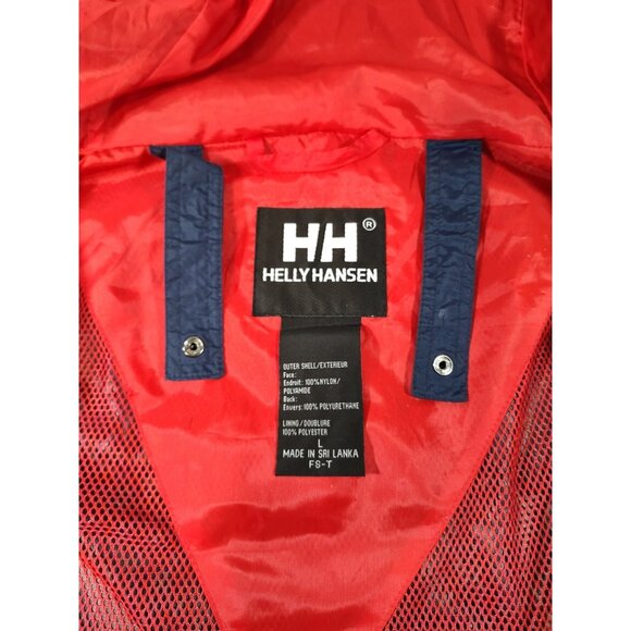 Helly Hansen Hooded Packable Rain Jacket Mens L Vented Full Zip Red Blue Vintage - Picture 6 of 10